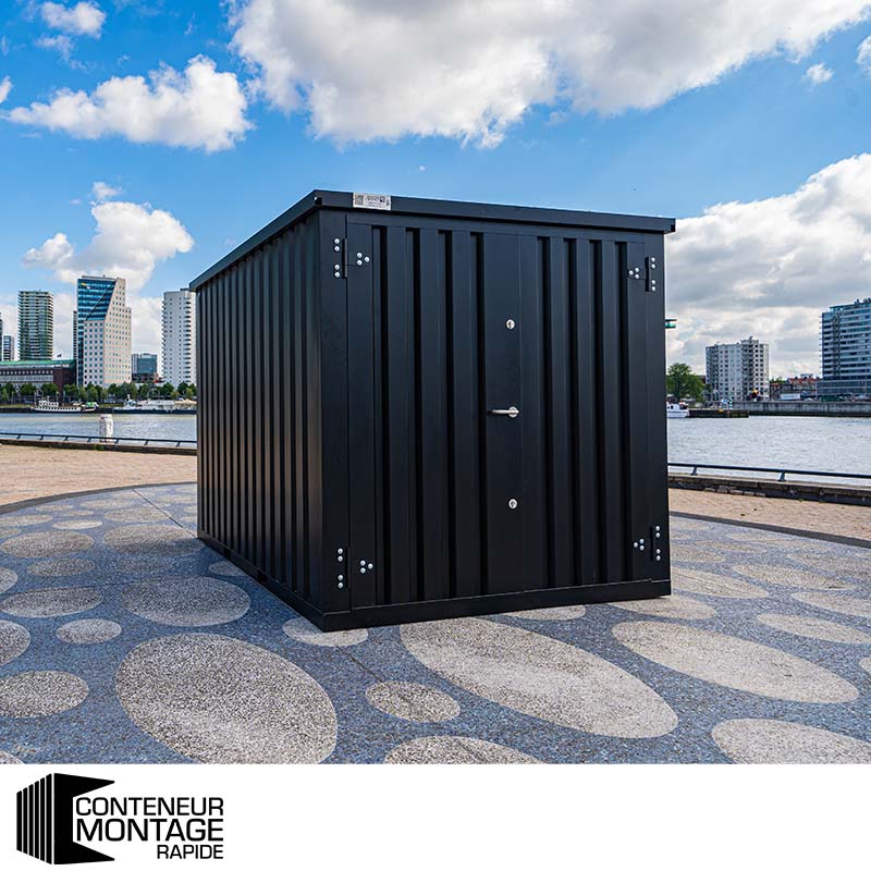 Conteneur Démontable Noir 3 X 2 Mètres – Avec Double Porte Sur Le Côté 2 Mètres (Petit Côté) – Image 4