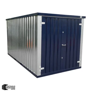 FOCO® Conteneur 5 X 2 Mètres Démontable Bleu Acier – Avec Double Porte Sur Le Côté 2 Mètres (Petit Côté)