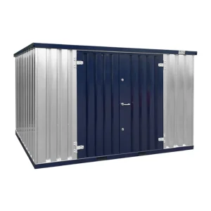 FOCO® Conteneur 5 X 2 M Démontable Bleu Acier – Avec Double Porte Sur Le Côté 5 Mètres (Grand Côté)