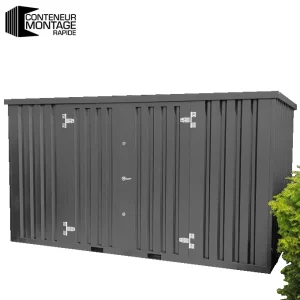 Conteneur Démontable 5 X 2 M Gris Anthracite – Avec Double Porte Sur Le Côté 5 Mètres (Grand Côté)