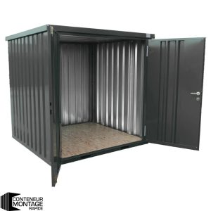 CONTENEURS 4 X 2 M DÉMONTABLES Anthracite – Avec Double Porte Sur Le Côté 2 Mètres (Petit Côté)