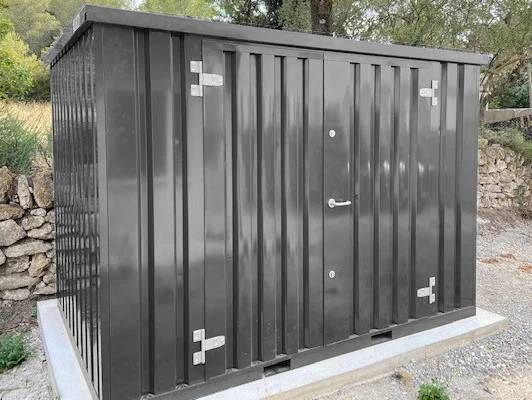 Conteneur Démontable 3 x 2 m Gris Anthracite (RAL 7016) – Double Porte Grand Côté (5,5 m²)