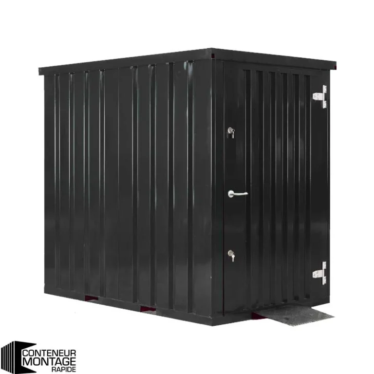 Abri de Jardin Métal Démontable 1,5 x 2,2 m Noir (RAL 9005) – Avec Rampe & Étagères