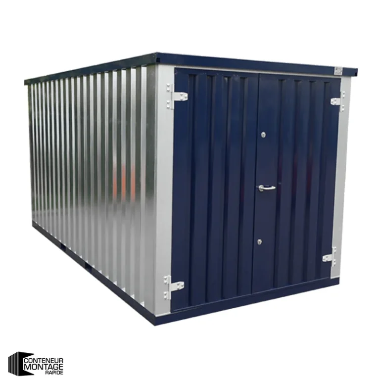 Conteneur Démontable FOCO® 5 x 2 m Bleu Acier – Double Porte Petit Côté (10 m²)